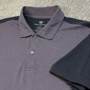 Mack Weldon Vesper Polo Shirt Mens Large Purple Gray Black Colorblock Mesh S/S